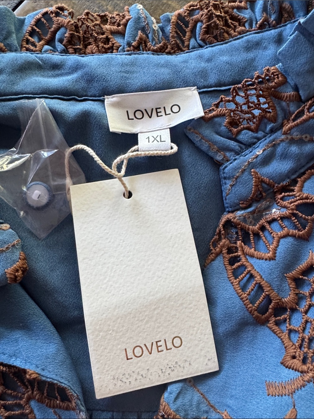 NWT LOVELO Ladies Fall Leaf Eylet and Sequin Dress  Sz 1XL - Picture 2 of 9